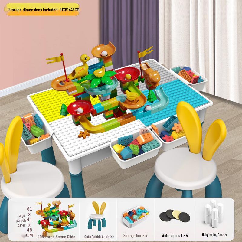 Large Particle Multifunctional Building Blocks Table for Early Education Games