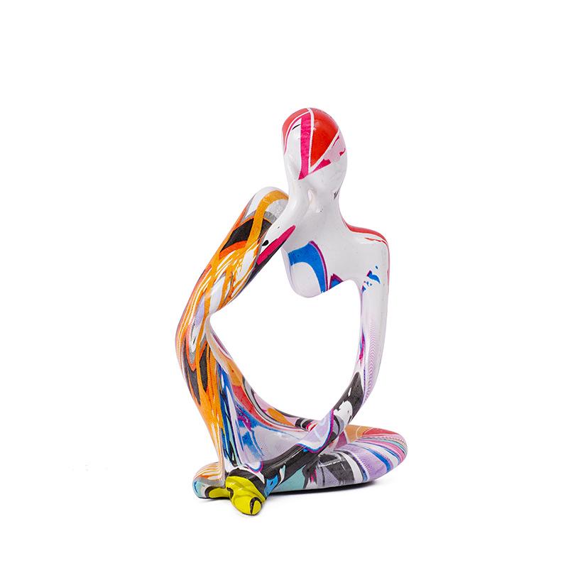 Colorful Mini Thinker Sculpture - Small Ornament for Living Room, Entrance, or Wine Cabinet