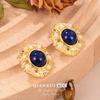 Medieval Vintage Jewelry Retro Court Style Natural Stone Pearl Flower High-end Earrings Temperament Niche Women