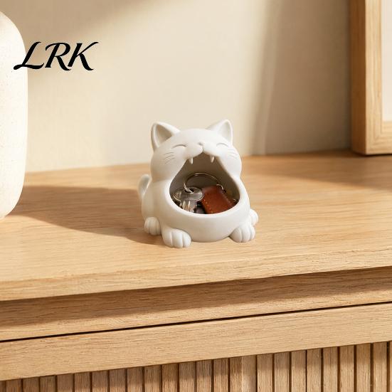 Gift Key Box Storage Box, Big-Mouthed Cat Design Holder, Large Niche Style Container Opening Organizer for Keys Jewelry Small Items Personal Use