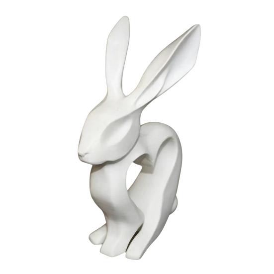 3D Printed Bunny Heart Figurine Hollow Heart Rabbit Statue Modern
