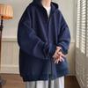 Japanese Style Hooded Open Cardigan Sweatshirt Men's Spring Autumn Heavy Pure Color Loose Trendy Jacket Couple Outerwear