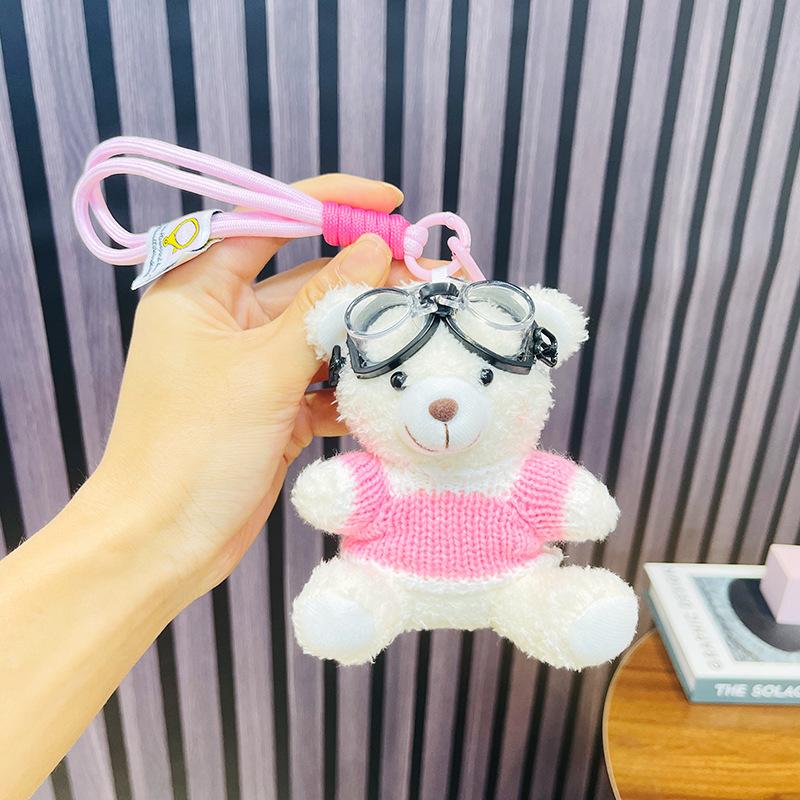 Cool Teddy Bear Plush Keychain Cute Stuffed Animal Pendant For Student School Bag Backpack Charm Accessory