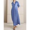 JPNTKY Women's Fashion Spring Autumn Solid Color Print POLO Neck Long Sleeve Casual Dresses