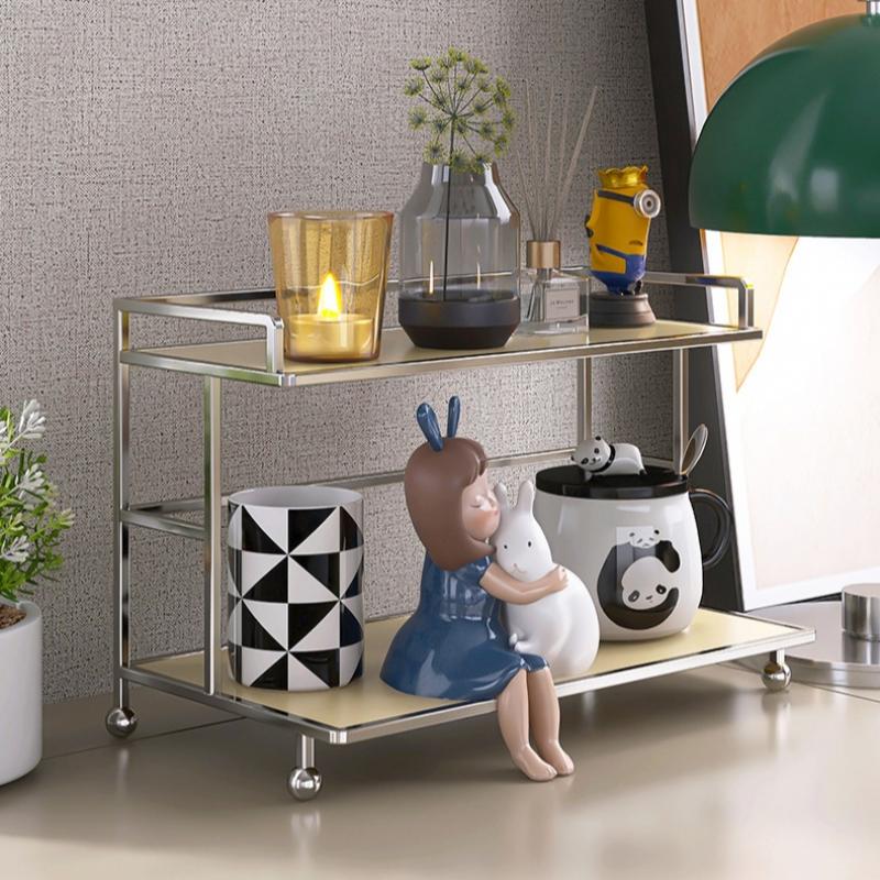 2Layer Acrylic Cosmetic Organizer Bathroom Vanity Storage Shelf Transparent Makeup Display Countertop Shelf Desktop Bathroom Decor Space Saving Decor