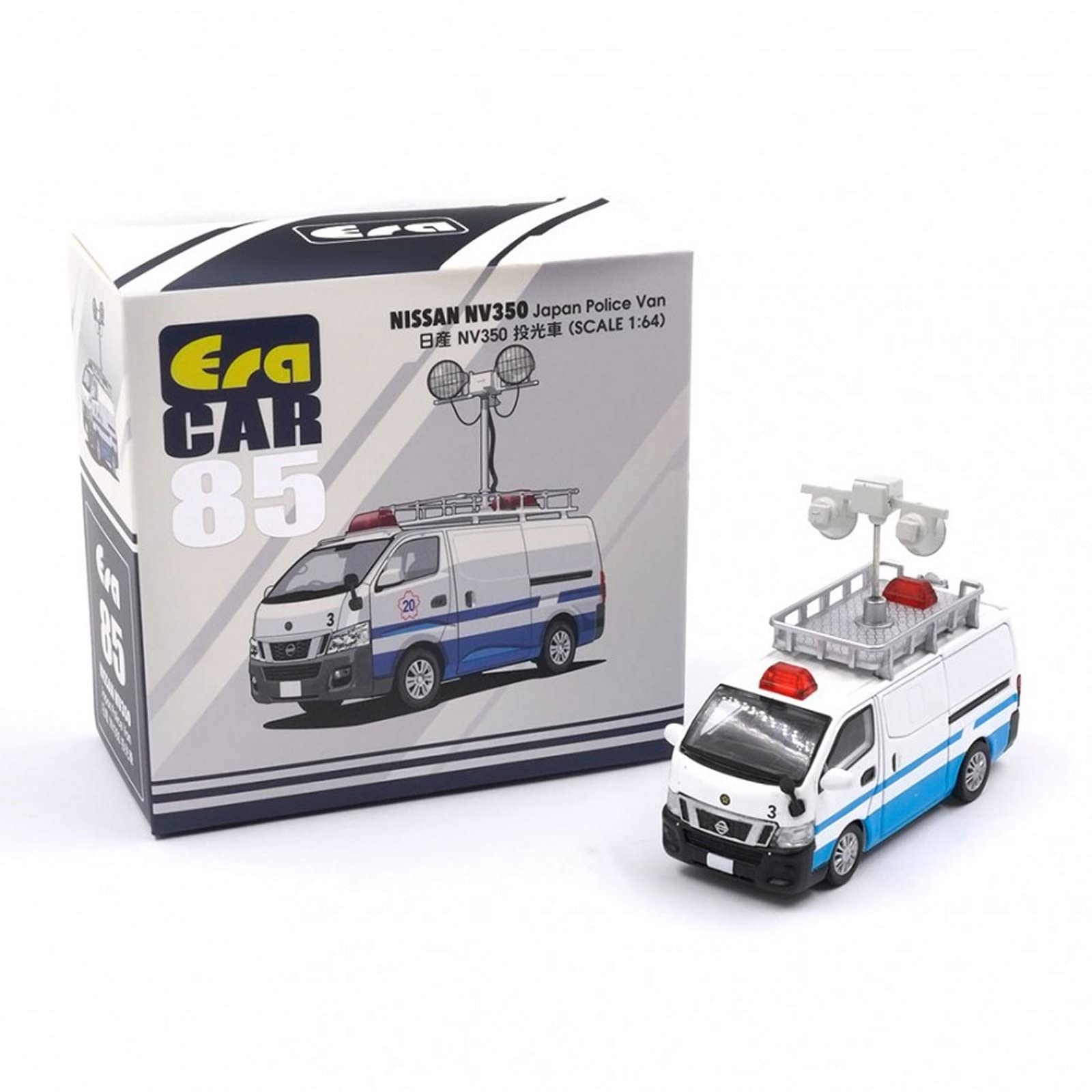 

Era scale compatible with Nissan NV350 Police in 164 (Japanese Van) White/Blue