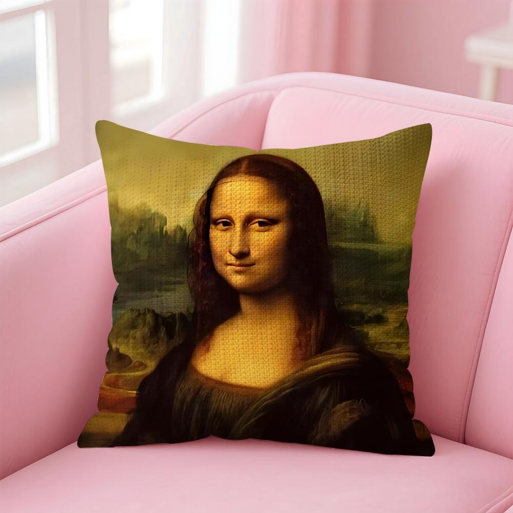 

Mona Lisa Art Cushion Cover Natural Linen Pillow Case DoubleSided Print Decorative Sofa Pillowcase Home Decor Gift 30x30cm
