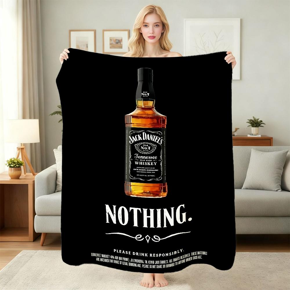 Classic Jack Daniel'S Tennessee Whiskey Flannel Printed Blanket Thick Warm Throw Blanket For Living Room Kids Room Party Decor Holiday Gift
