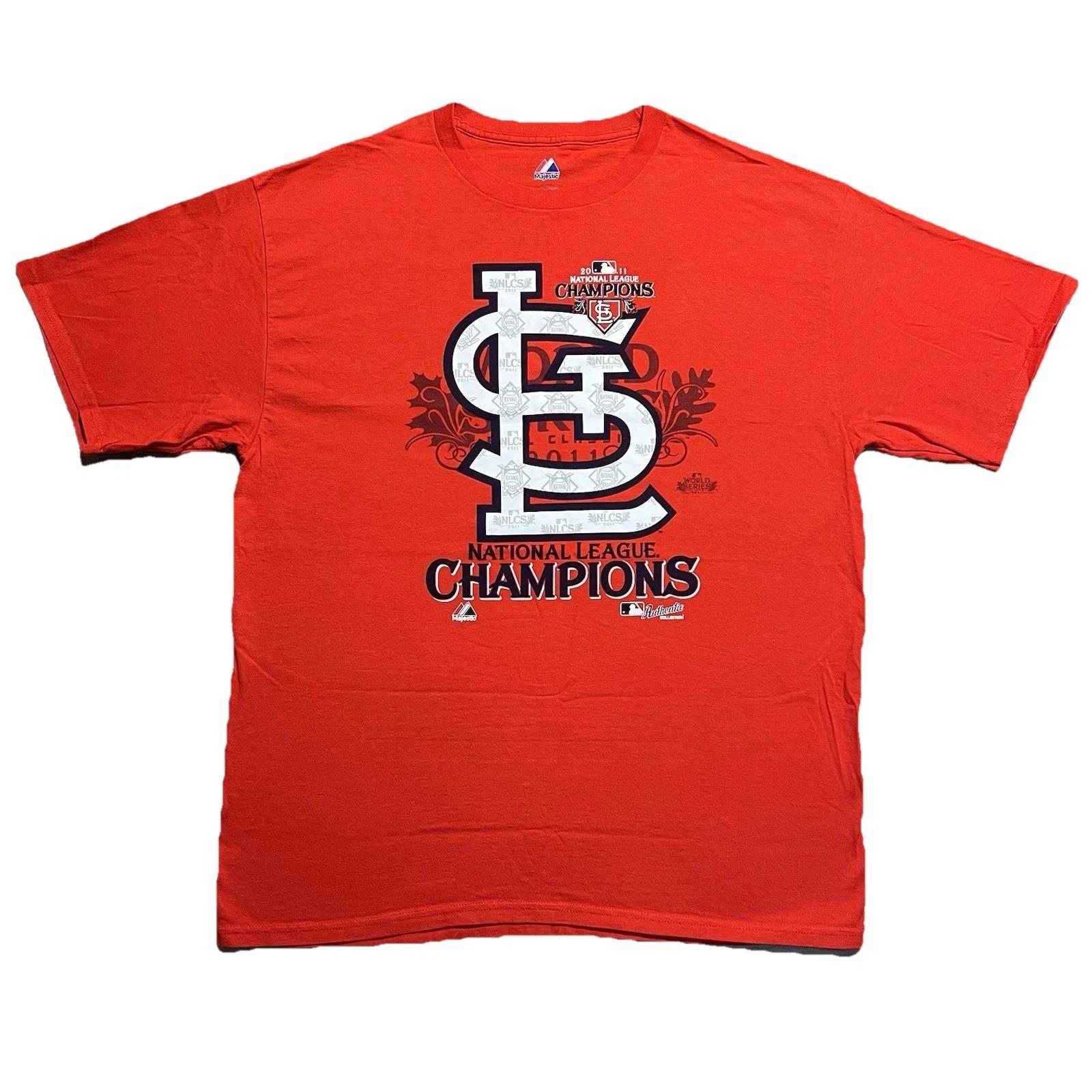 St Louis Cardinals 2011 NL Champions T Shirt XL Majestic Red L