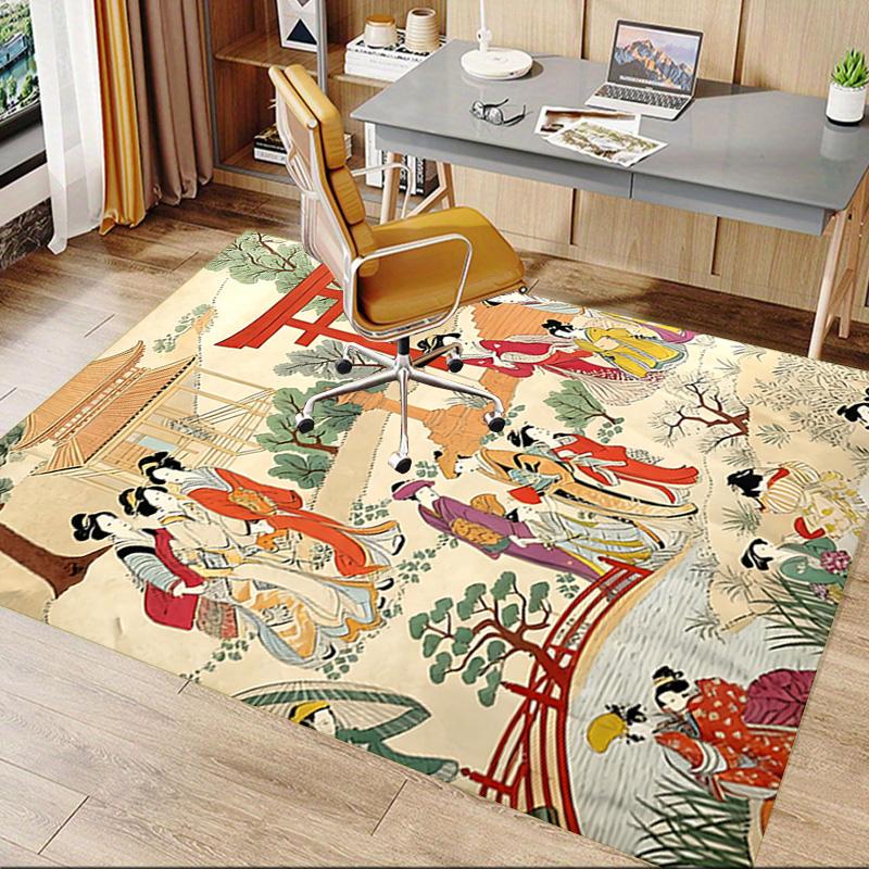 Japanischer Festival-Szene Teppich für Spielzimmer Schlafzimmer Wohnzimmer Sofa Heimdeko Kinder Spielbereich Teppich Rutschfeste Bodenmatte