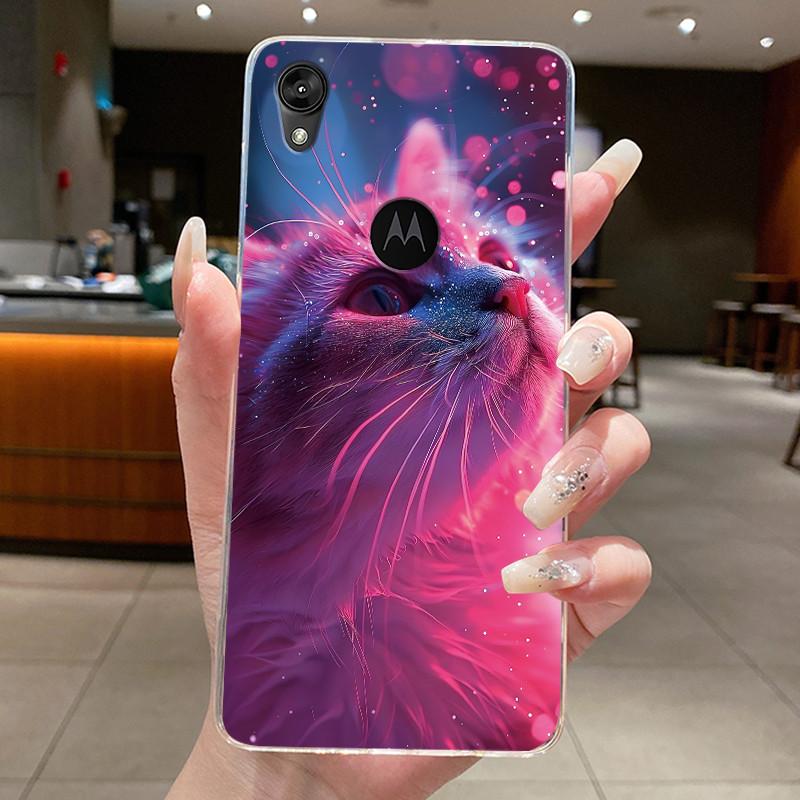 Casing For Motorola Moto E6 Case Aesthetic Cute Cat Astronaut Transparent Soft Silicone TPU Back Cover For MotoE6 e 6 Phone Case