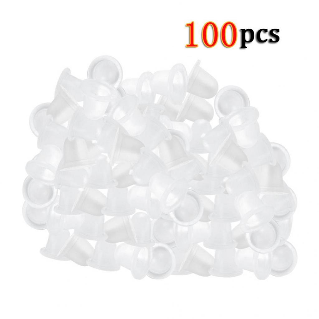 100 st mjuk silikon bläckhållare tatuering semipermanent smink Pigment Cups Kepsar