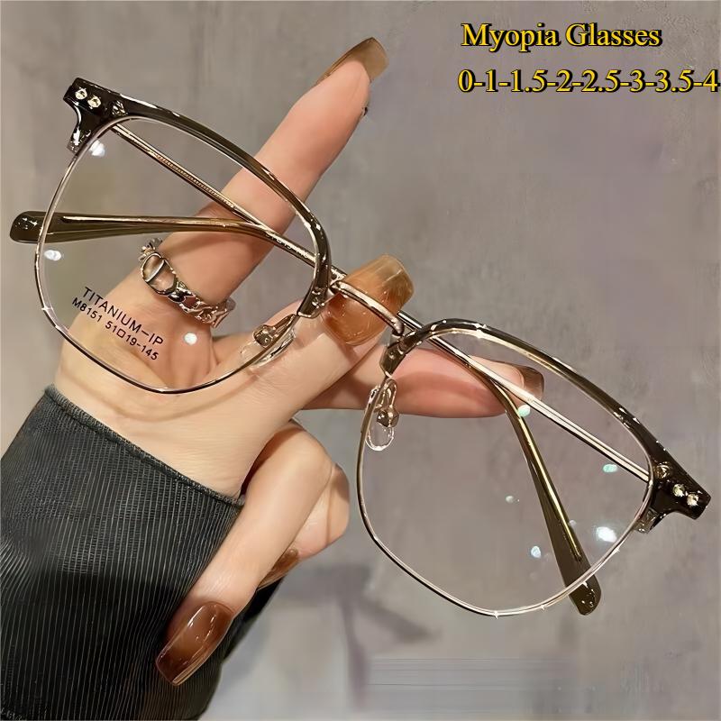 Kurzsichtigkeitsbrille Retro Flache Brille Schwarzer Rahmen Blaulichtfilterbrille