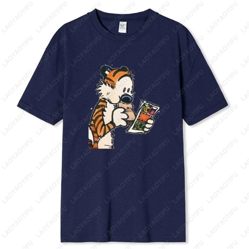 Vintage Inspired Calvin and Hobbes Graphic Tees Comfortable Cotton Unisex TShirt Classic Comic Print Men Women Loungewear Tops