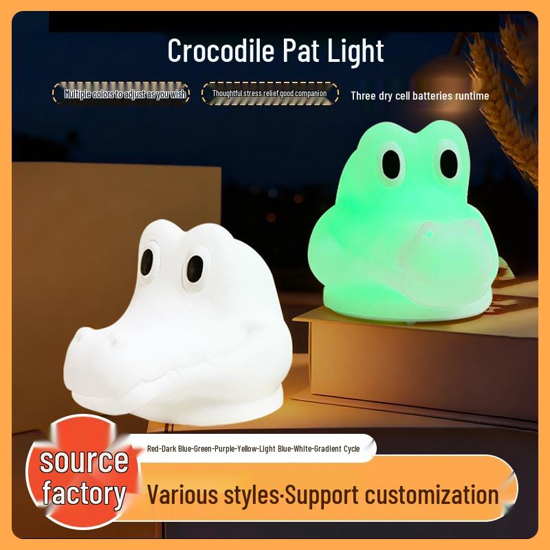 

Creative Induction Crocodile Night Light: Soft Sleep-Aid Bedside Lamp with Gentle Atmosphere Lighting Single color selectable