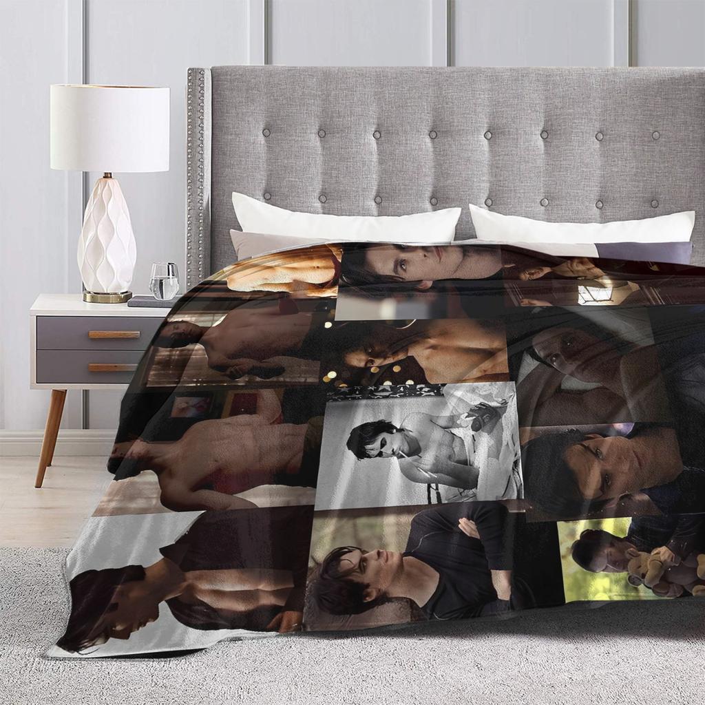 The Vampire Diaries Damon Salvatore Coperta Morbida Horror Coperta Plaid Peluche da Campeggio Copri Divano Sedia Copriletto in Flanella Copri Divano Letto