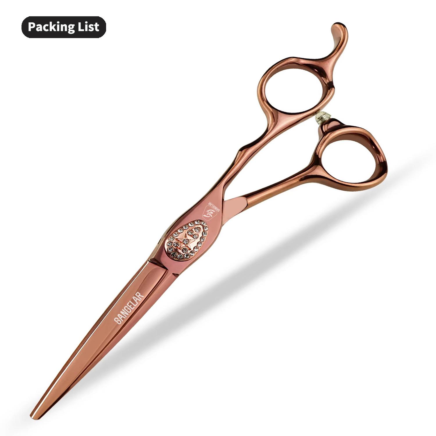 

Sangelar 6 дюймовые ножницы для волос из розового золота высшего качества Super 440C Professional Hairdressing Scissors Cut Hair Shear Hair Stylish Tools Hair Salon Cutting Scissors розового золота