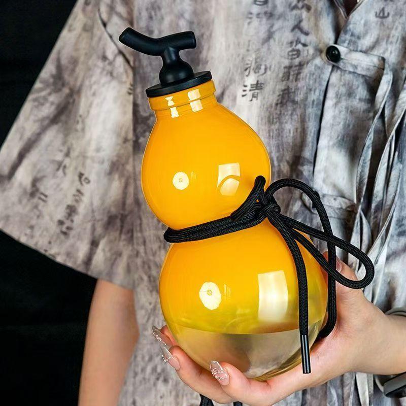 800ML Gourd Shaped Water Bottle For Kids Friends Wukong Travel Drink Bottle Tritan Material Black 701-800ml