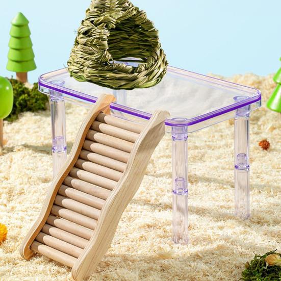 Platforma pro křečka Transparentní Odnímatelná Dekorativní terénní úpravy Průhledná miska na jídlo Úložný prostor pro domácí mazlíčky bez otřepů Stojan na hraní Hračka na šplhání Potřeby pro domácí mazlíčky