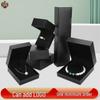 Black Plaid Right-Angle Jewelry Storage Box for Rings, Pendants, Bracelets, and Necklaces.