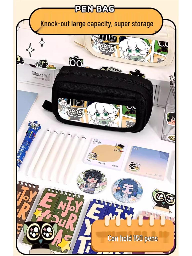 Luo Xiaohei Boys' Large Capacity Pencil Case - Cute, Simple Style for Elementary School Students 2025