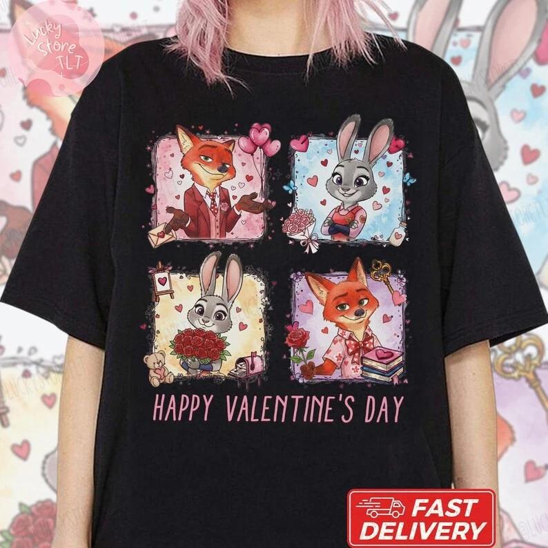 Zootopia Valentine Judy Hopps And Nick Wilde Tshirt 1 S