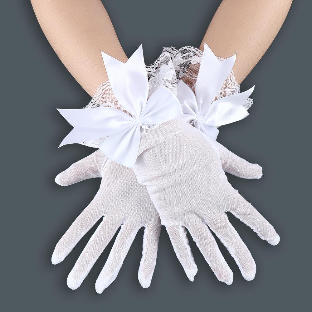 White Weddings Wrist Gloves Cosplay Accessories Mesh Gloves Large Bownot Lace Gloves Bride Mittens