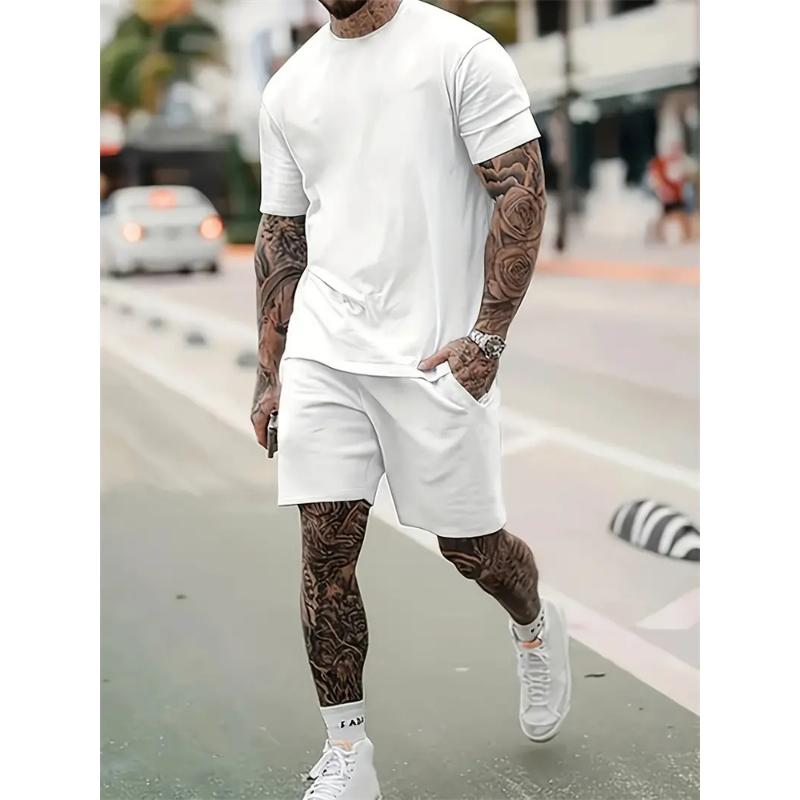 2024 New Summer Sportswear Men's Short Sleeve Shorts 2 Piece Set Men's Street Camouflage Print Trendy Shorts Set Men's Clothing
