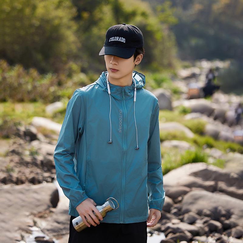 1011 Sunscreen Clothing UPF10 + Summer Ice Silk Breathable Fishing Clothing Men's and Women's UV Protection Skin Clothing Hooded Jacket
