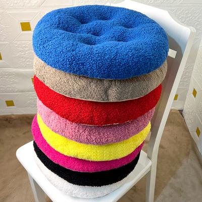 Sitzkissen Rundes Futon-Design Fellige Kurze Plüschoberfläche Extra Dick Stuhlbodenkissen Anti-Rutsch-Design Einfarbiges Stuhlkissen