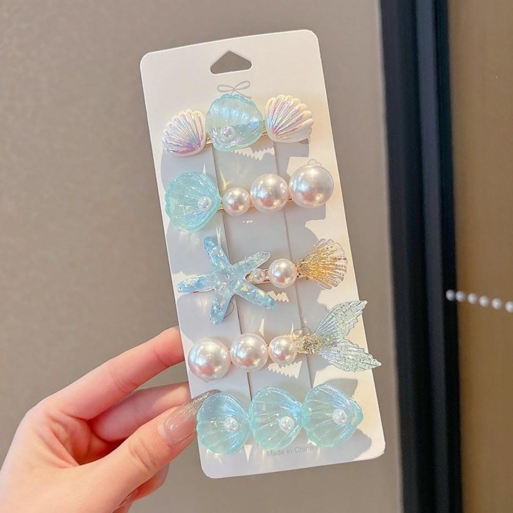 5 Pcs/set Shell Duckbill Clips Set Zinc Zinc Alloy Hair Pins Cute Hair Barrettes Gift