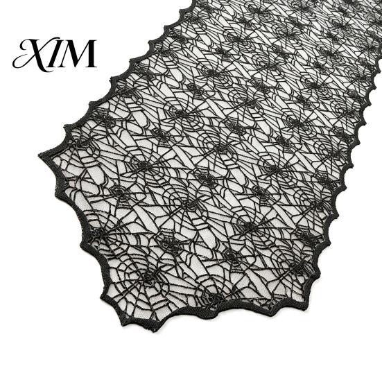 Gothic Style Home Furnishings Halloween Table Runner, Black Lace Spider Web Runners, 17.7 X Atmospheric Runner for 70.9Inch Party Dinner Kitchen