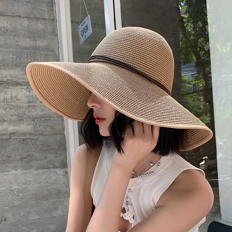 French large brim straw hat women's spring new holiday style seaside sun hat foldable sun hat tide