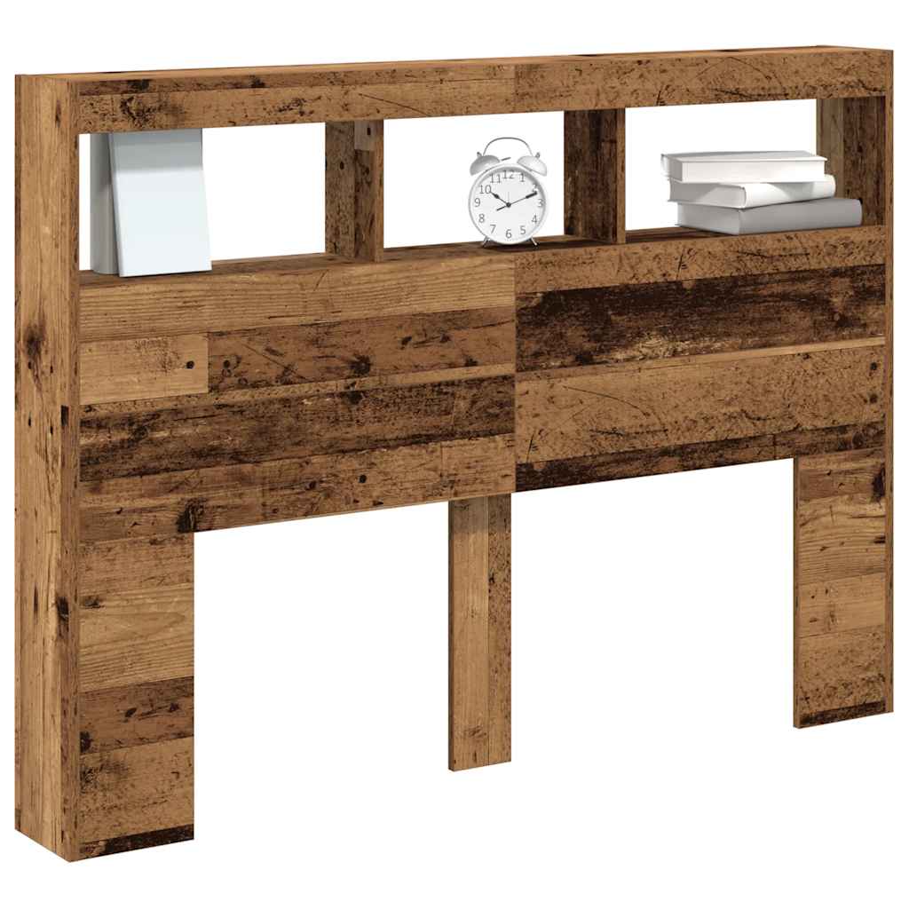 LED Headboard with Shelves Rustic Wood Look 140 x 17 x 102 cm