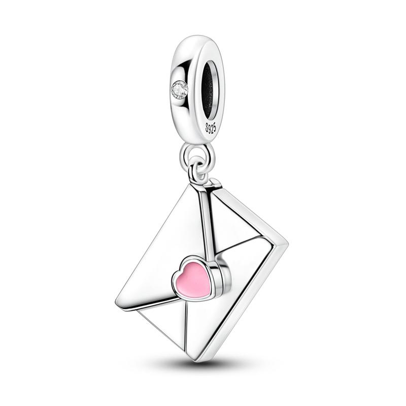 Mother's Day 925 Silver Charms Beads Love Mom Heart Charms Dangle for Bracelet Woman Jewelry Gifts