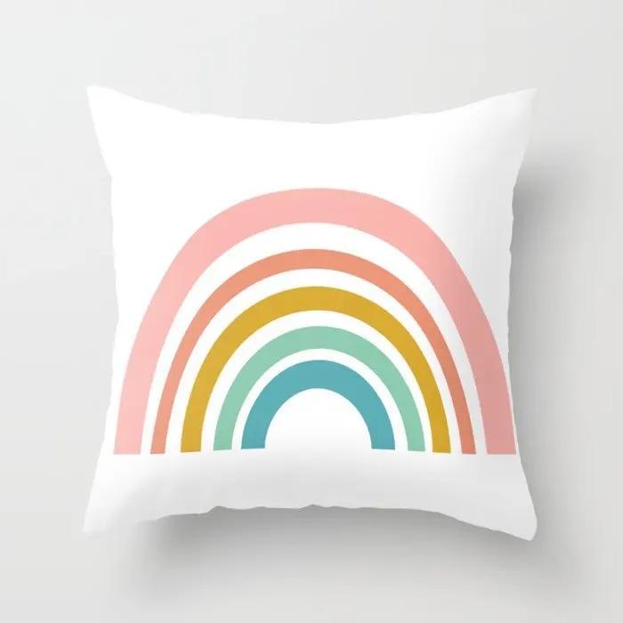 45*45cm Home Decoration Abstract Geometric Sunset Rainbow Pink Pillowcase Bed Living Room Sofa Office Seat Cushion Cover