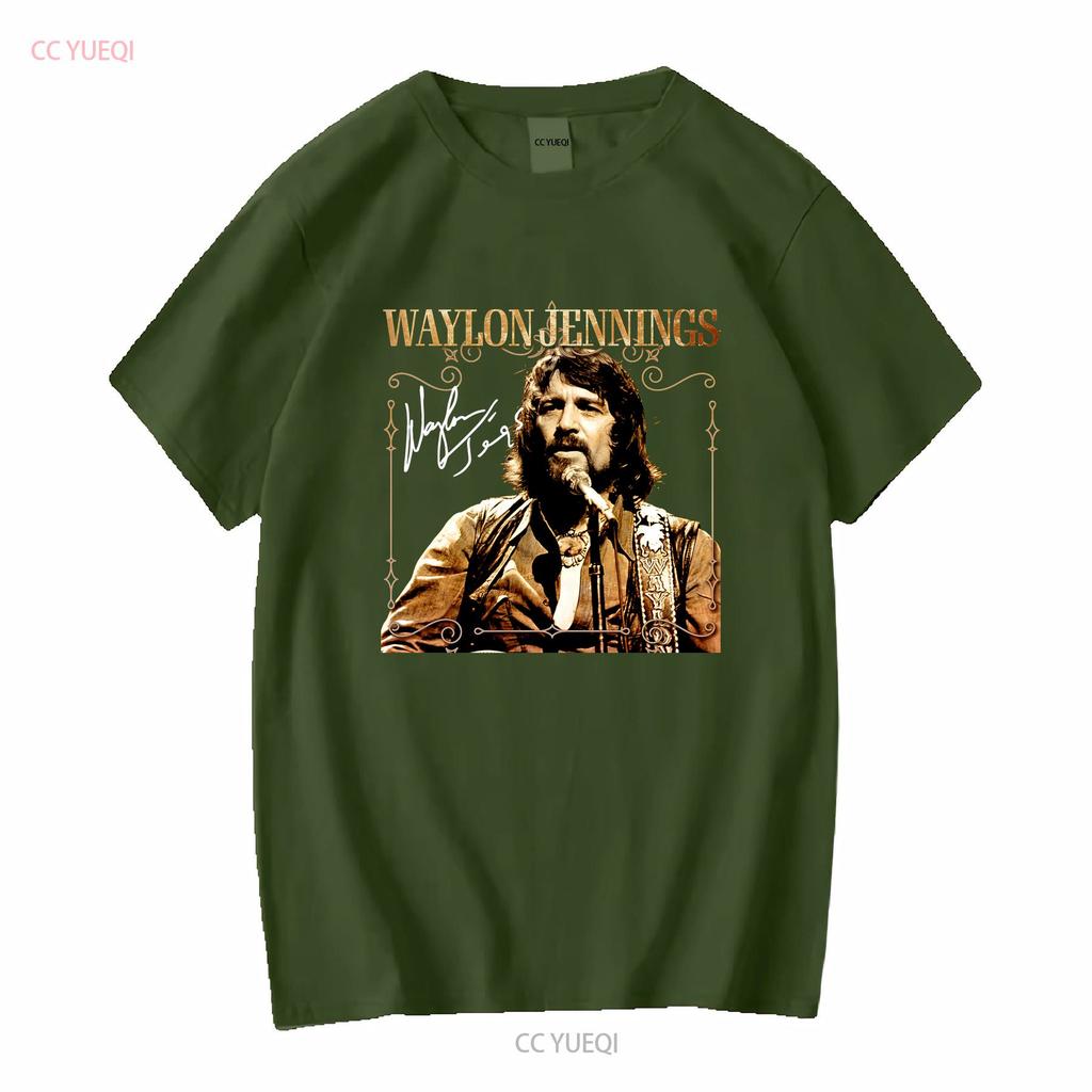 Maglietta Nera in Cotone Vintage Waylon Jennings D76841 vintage Lavata Elasticizzata Morbida Casual Comoda Unisex streetwear