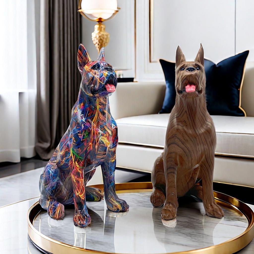 Bunte Dobermann-Ornamente Wohnzimmer Heimgebrauch Dekoration Harz-Handwerk Einweihungsgeschenkidee Bester Trend Langlebig Langlebig