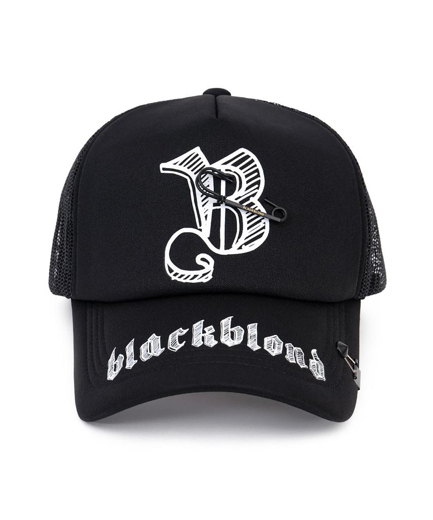 BLACKBLOND Vividi Sketch Logo Trucker Mesh Cap (Black)