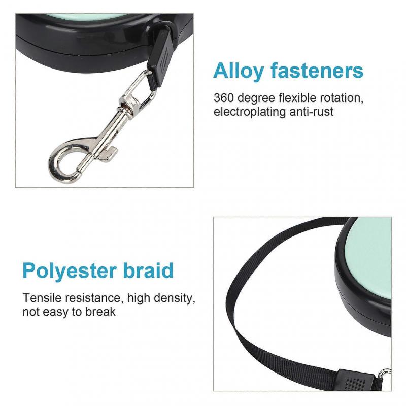 3/5M Retractable Dog Leash 5m Green Anti-Slip Handle Polyester