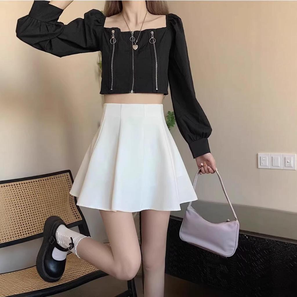 High-Waisted Drapey Pleated Skirt - Women's Spring/Summer Fairy Academy Style Skirt