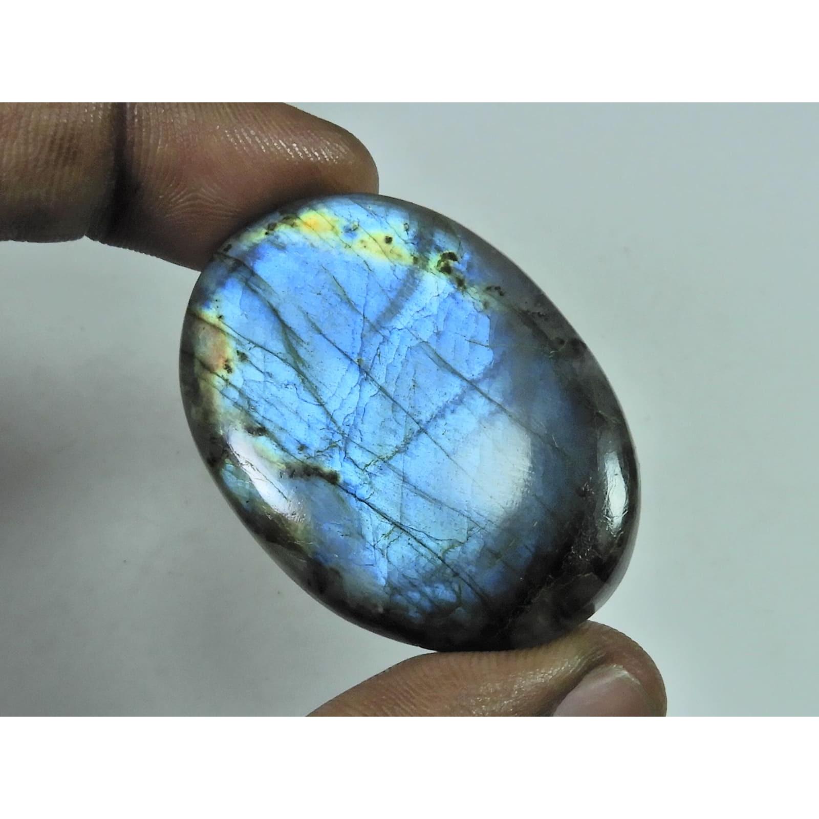 

95Cts.Natural Labradorite Multi Fire Oval Cabochon Loose Gemstone 31X44X06MM D-237