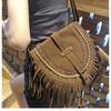 Tassel Bag Brown Retro Western Denim Bag Niche Ethnic Bohemian Messenger Bag Women's Trendy Shoulder Bag