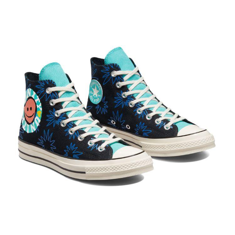 Converse Pantofi unisex Chuck 70 High Sunny Floral Black Washed-Teal Game-Royal 172824C