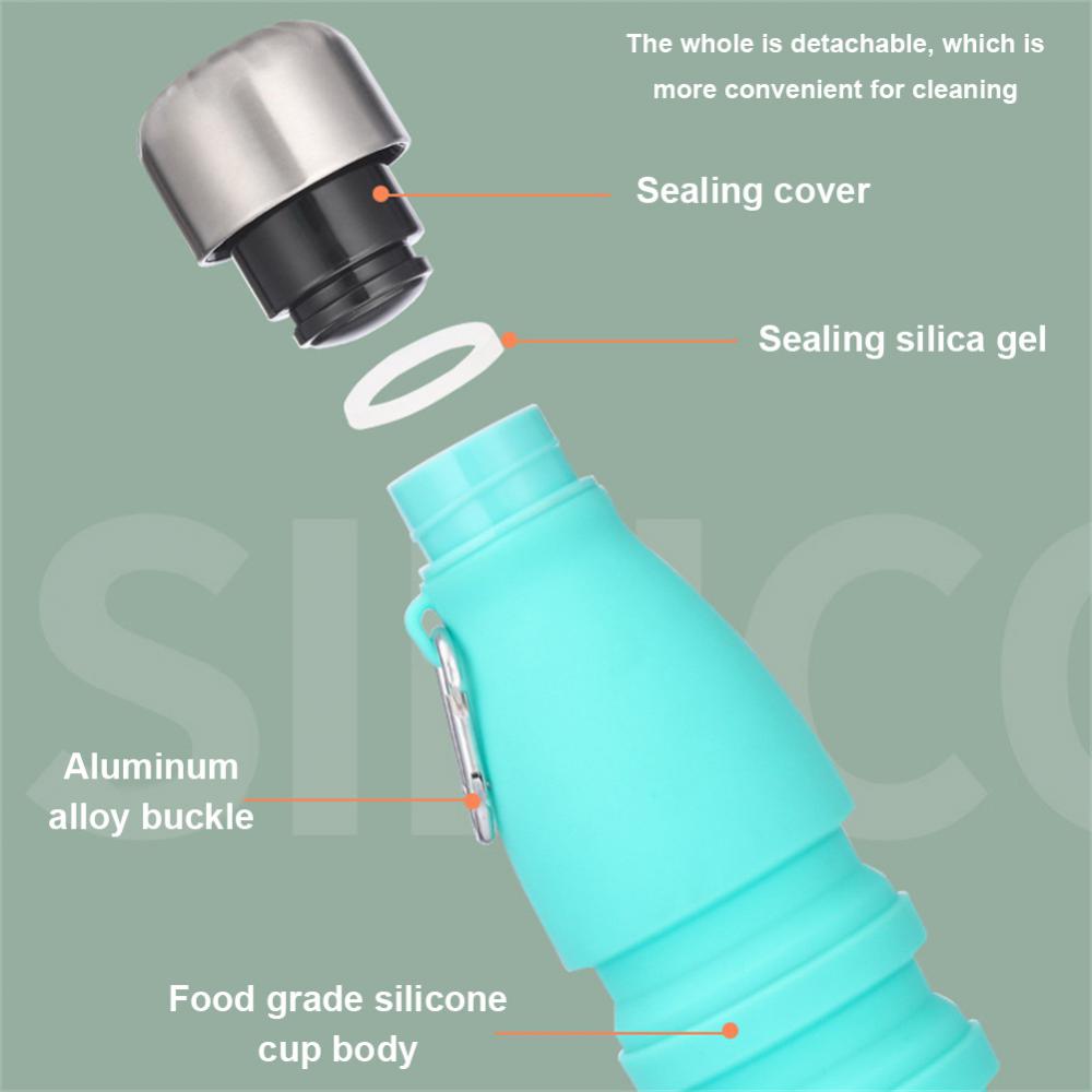 Pahar de Apă Telescopic cu Carcasă de Silicon Multifuncțional Portabil Telescopic Pliabil Sticle de Apă Pentru Sport Alpinism în Aer Liber 550ML