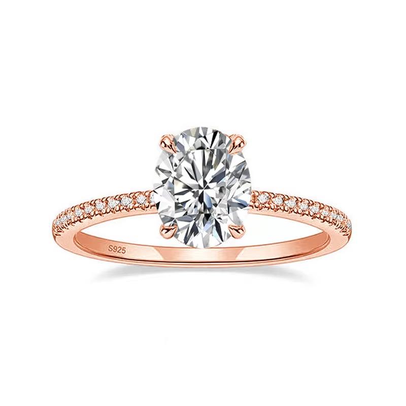 KNOBSPIN 1/2/3 karaat D Kleur Ovaal Geslepen Moissanite Ring   Zilver Verguld 18k Witgoud Bruiloft Verlovingsringen Voor Vrouwen 6&1ct (5x7mm) beige