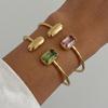 SA Jewelry 18K Gold Colored Zircon Open Bracelet for Women Non Fading Stainless Steel Gold Bangle Bangles Set