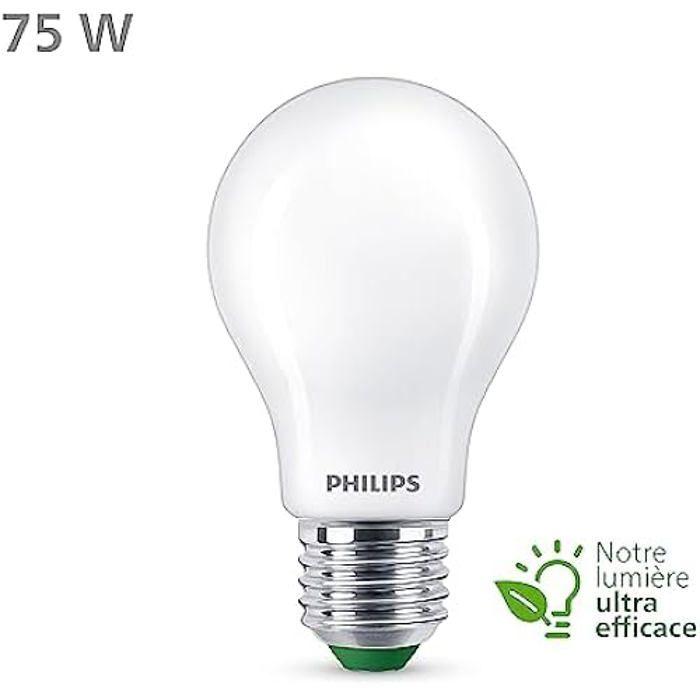 Philips Ampoule LED Ultra Efficient Classe A, 75W, Culot E27, Blanc Froid 4000K, Dépolie