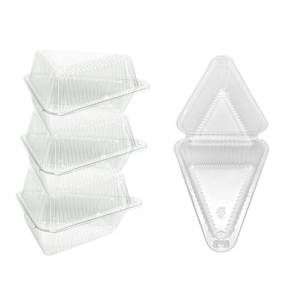 50pcs PET Plastic Cake Slice Containers Disposable Pie Package Box Dessert Storage Box  Bakery Use