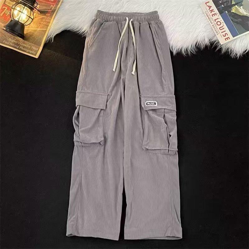 

Elastic Corduroy Overalls Men s Autumn and Winter Large Size Casual Wide-leg Pants Trendy Brand Straight Heavy Pants M